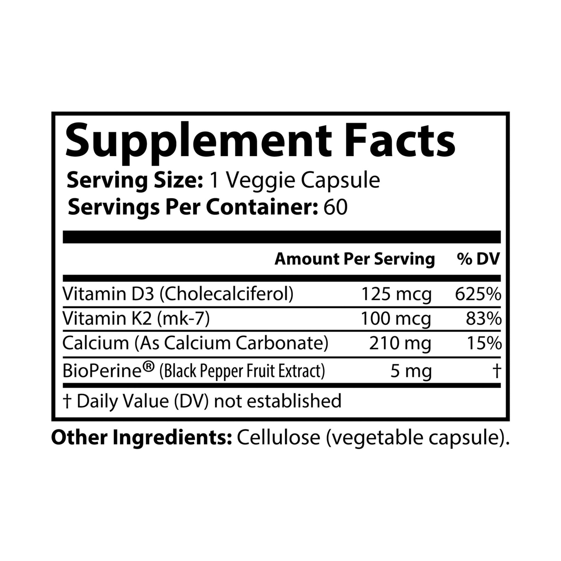 Vitamin K2 + D3 (Resale: $15-$25) (60 Capsules)