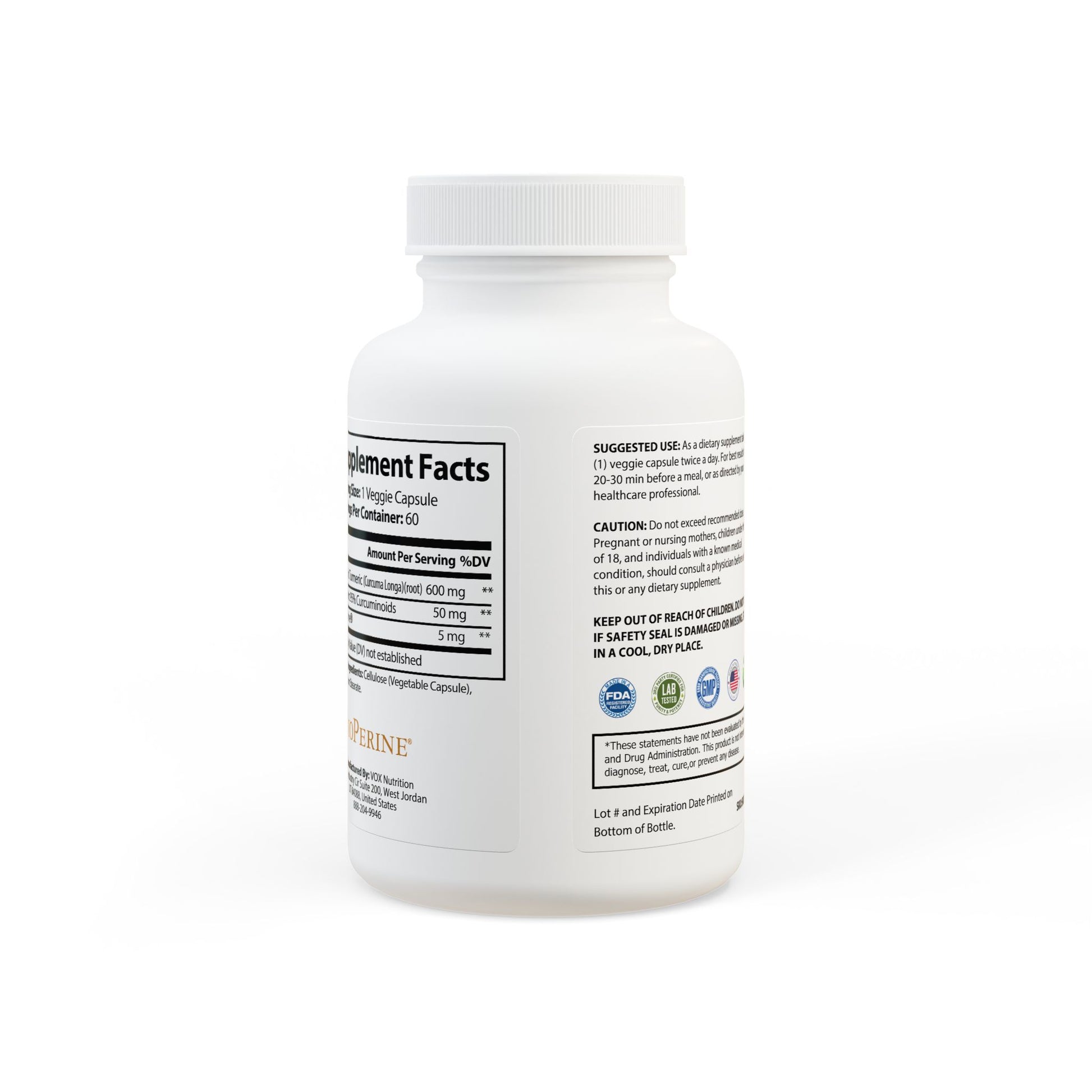 Turmeric with BioPerine® (Resale: $15-$25) (60 Capsules)